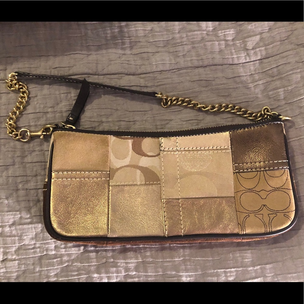 COACH authentic mini gold patchwork shoulder bag